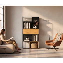 REGAŁ NA KSIĄŻKI METALOWE DREWNO LITE DĄB JESION OLCHA RNK-170